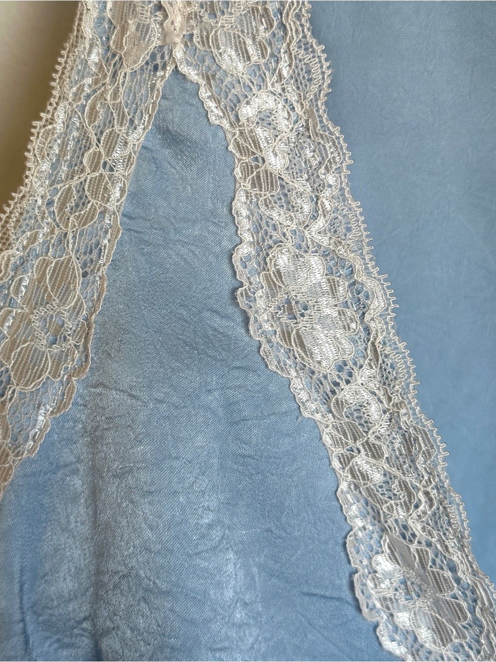 Light Blue Lace-Trim Women's Camisole Robe